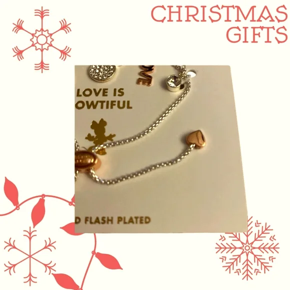 Disney Charm "Love is Bowtiful" Bracelet Adjustable NWT - Picture 3 of 3